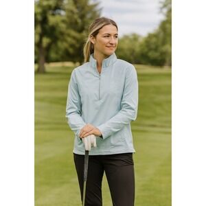 NIKE GOLF Womens L 1/4 Zip Jacket Sporty Windbreaker Athleisure Sportswear Blue